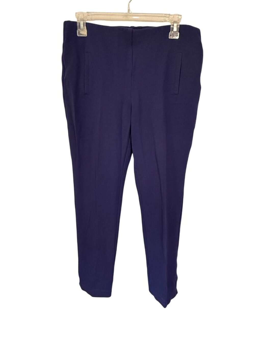 Chico's Pull On Pants Purple/Blue Stretch Ponte Elastic Waist Womans 1/8